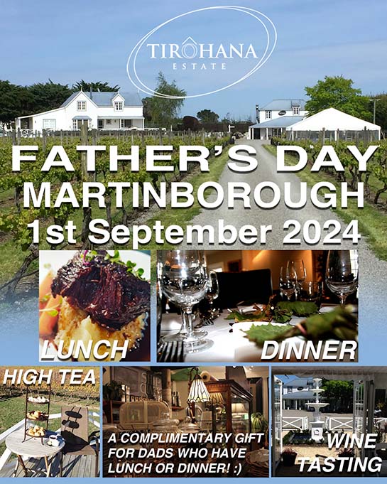 Book a table for Father's Day Martinborough at Tirohana Estate vineyard